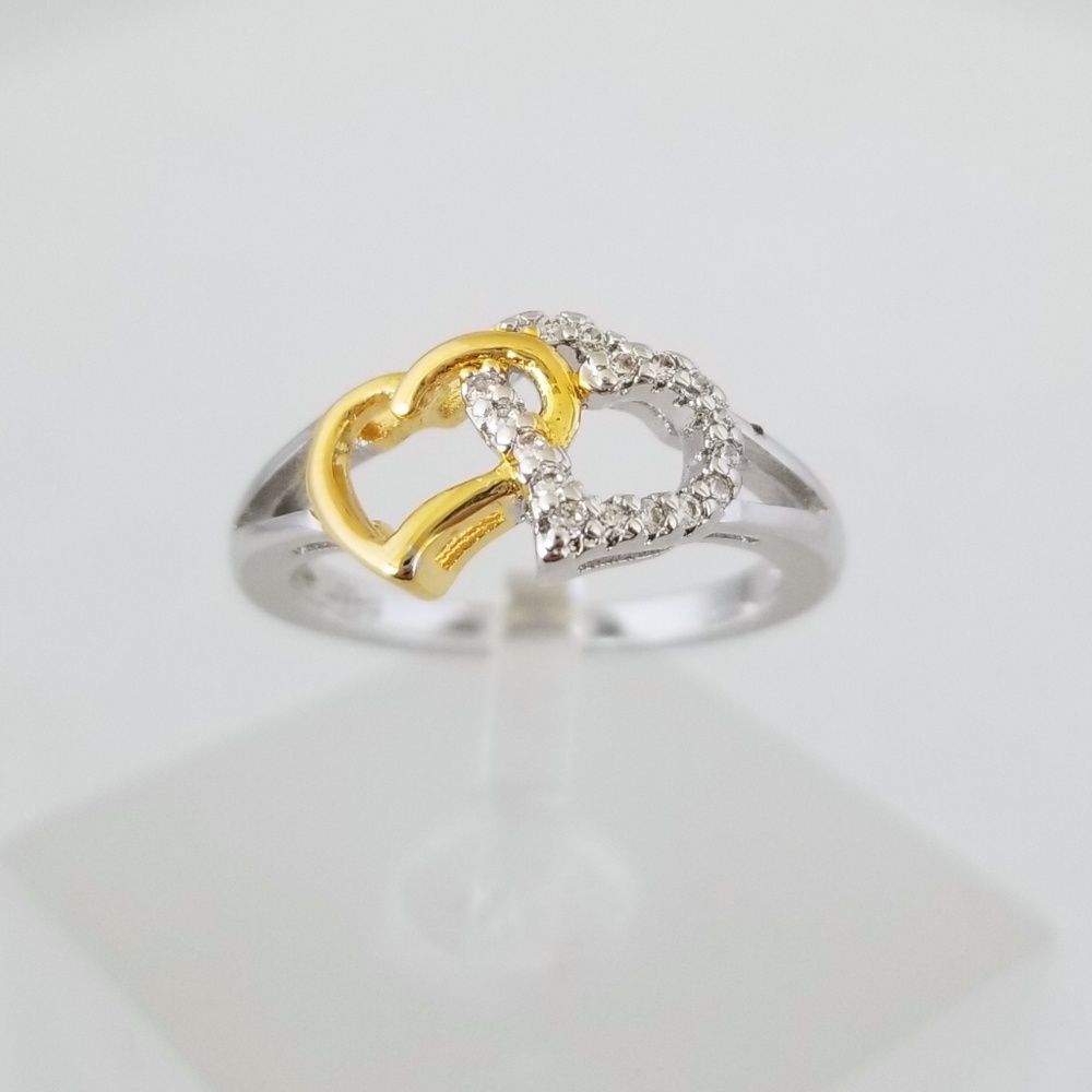 Sterling & 18k Hearts Ring - Picture 4 of 8